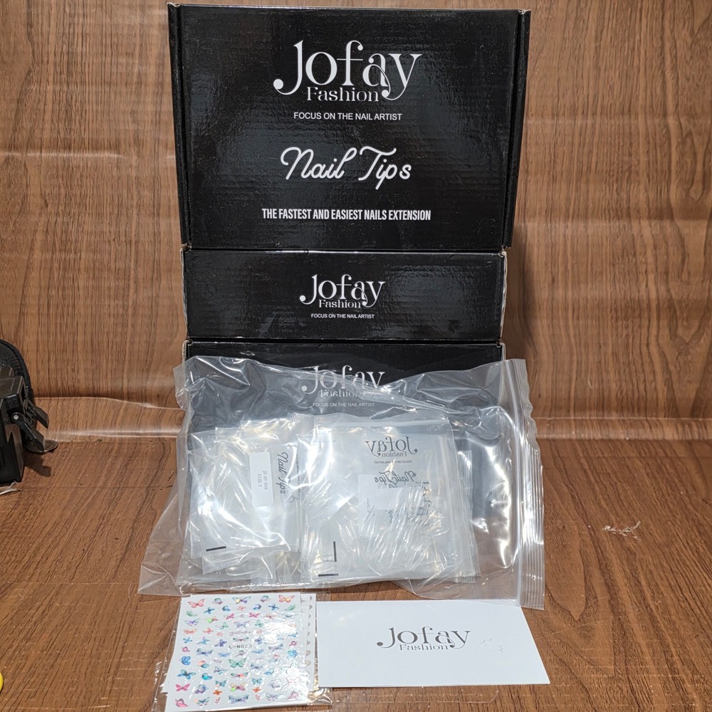 Jofay Fashion JF-BT-016 Clear Coffin Nail Tips 4 Boxes Sizes 0-11, 2184 pcs